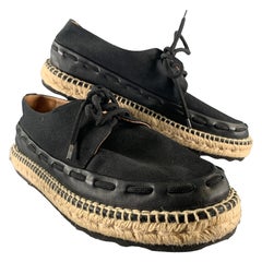 BOTTEGA VENETA Size 8 Black Canvas Moccasin Lace Up Shoes