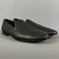 BOTTEGA VENETA Size 9 Black Woven Slip On Loafers