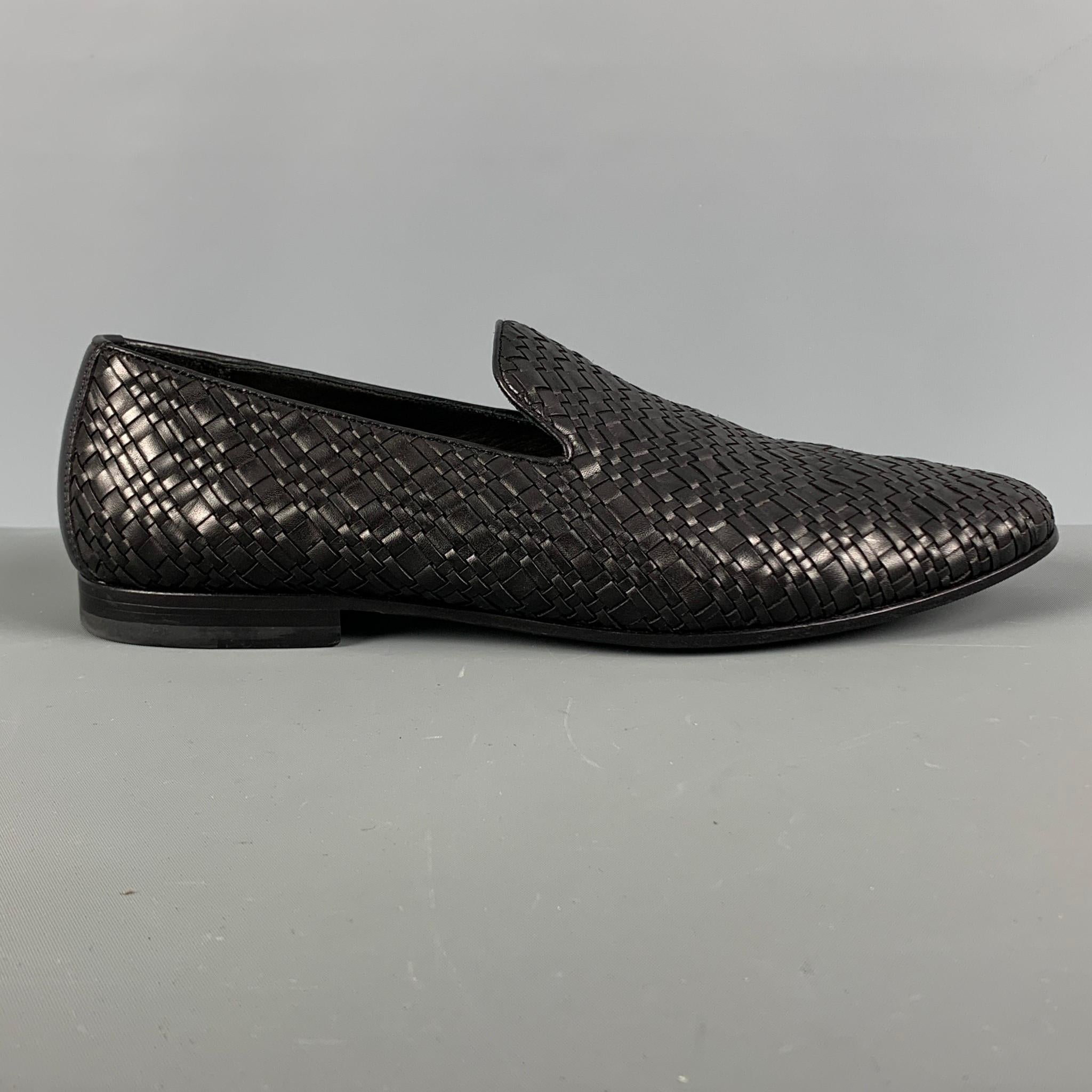 BOTTEGA VENETA Size 9 Black Woven Slip On Loafers In Excellent Condition In San Francisco, CA