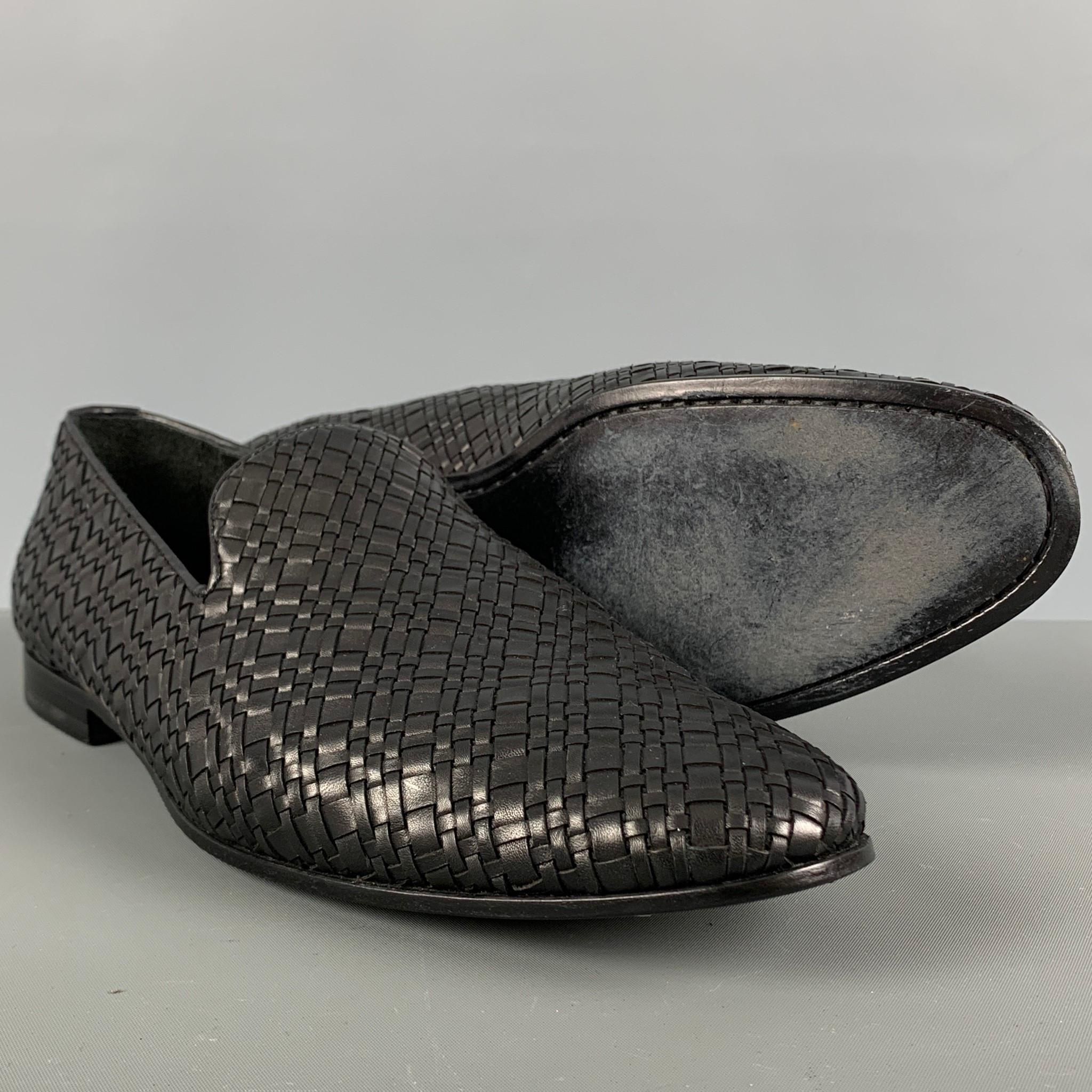 BOTTEGA VENETA Size 9 Black Woven Slip On Loafers 2