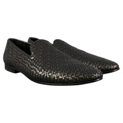 BOTTEGA VENETA Size 9 Black Woven Slip On Loafers