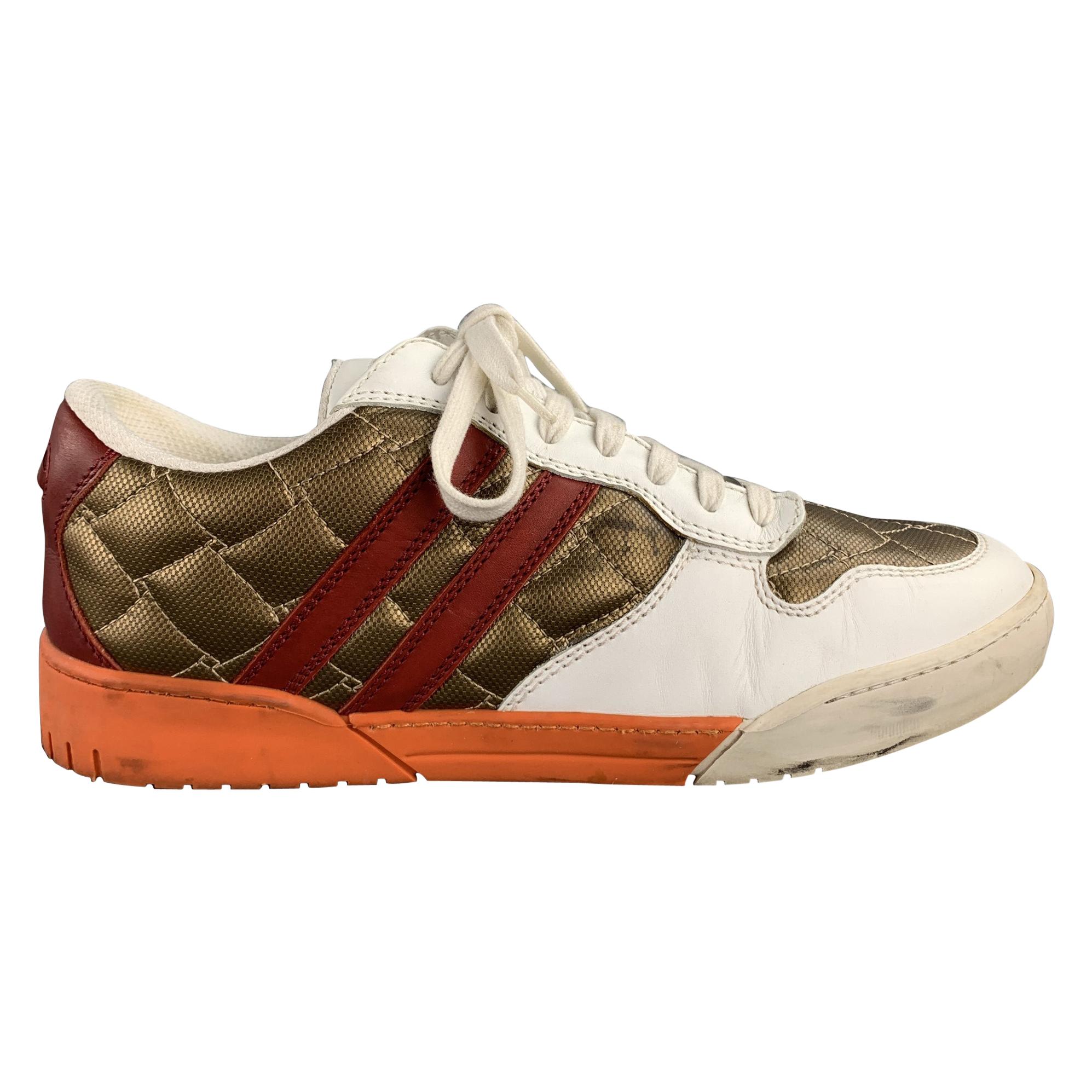 BOTTEGA VENETA Size 9 Gold Quilted Leather Lace Up Sneakers For Sale at  1stDibs