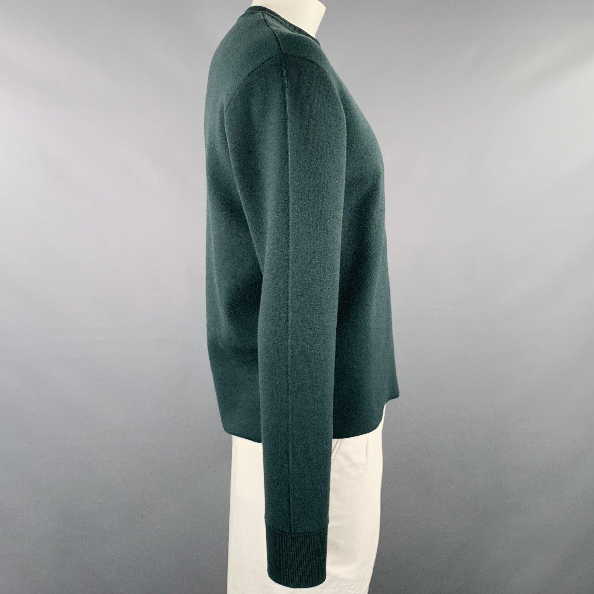 BOTTEGA VENETA Größe L Grüner Strickpullover aus Wollmischung mit Rundhalsausschnitt (Schwarz) im Angebot