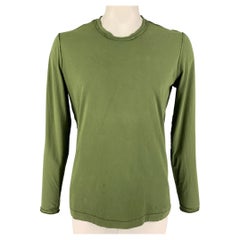 BOTTEGA VENETA Größe L Olivfarbenes langärmeliges T-Shirt aus Baumwolle