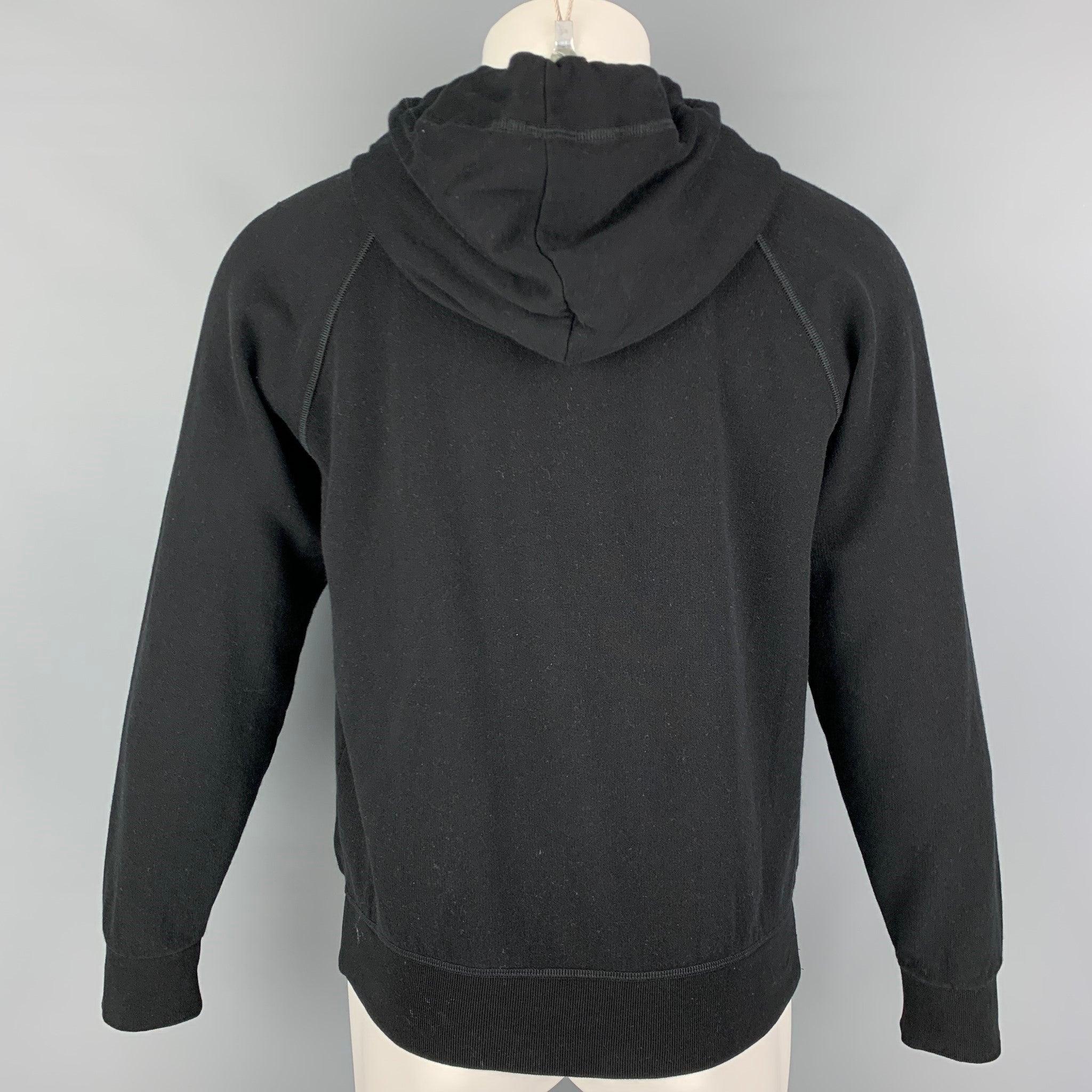 BOTTEGA VENETA Size M Black Cotton Wool Zip Up Sweatshirt In Good Condition For Sale In San Francisco, CA