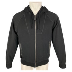 BOTTEGA VENETA Size M Black Cotton Wool Zip Up Sweatshirt