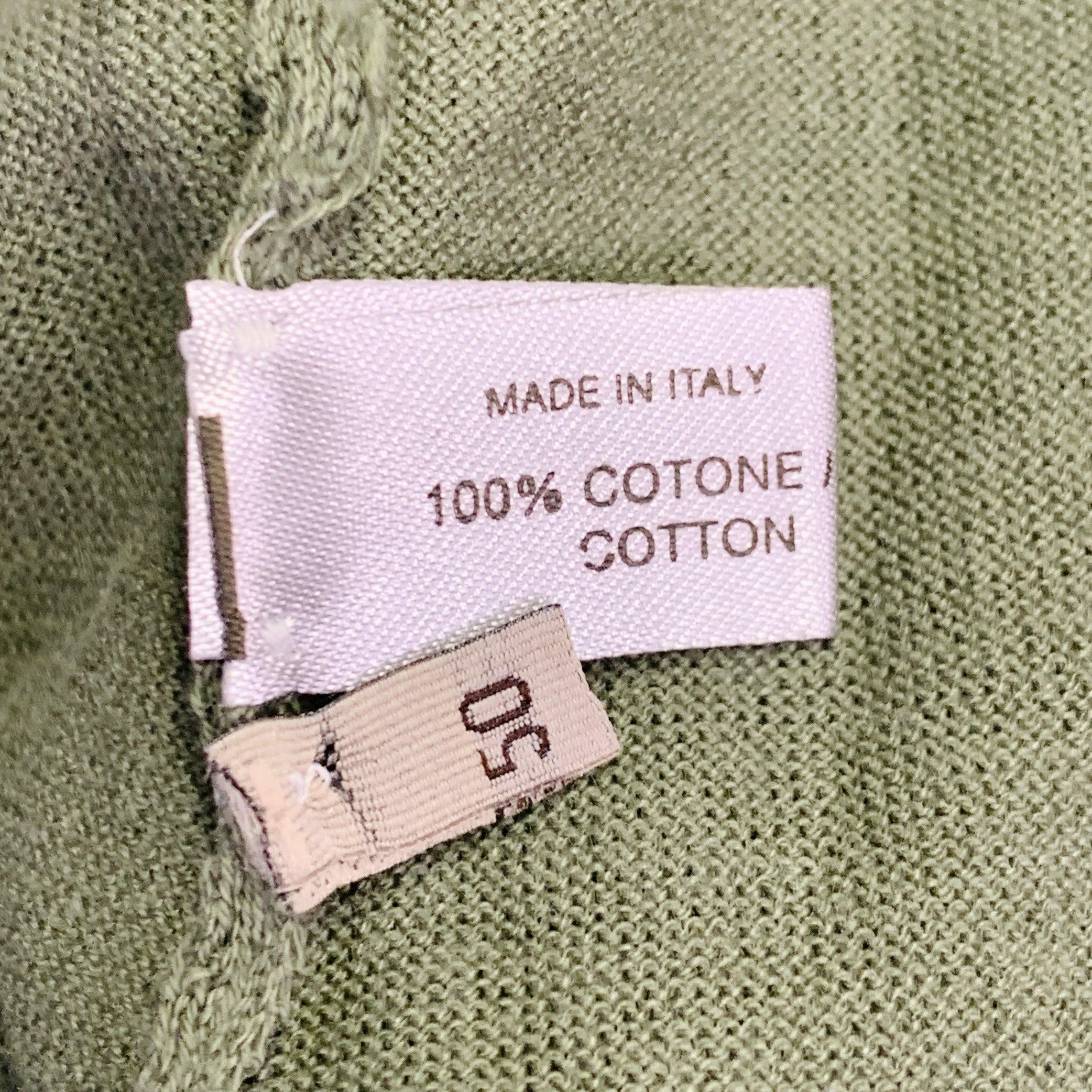 BOTTEGA VENETA Size M Green Blue Numbers Applique Cotton V-Neck Short Sleeve Shirt en vente 1