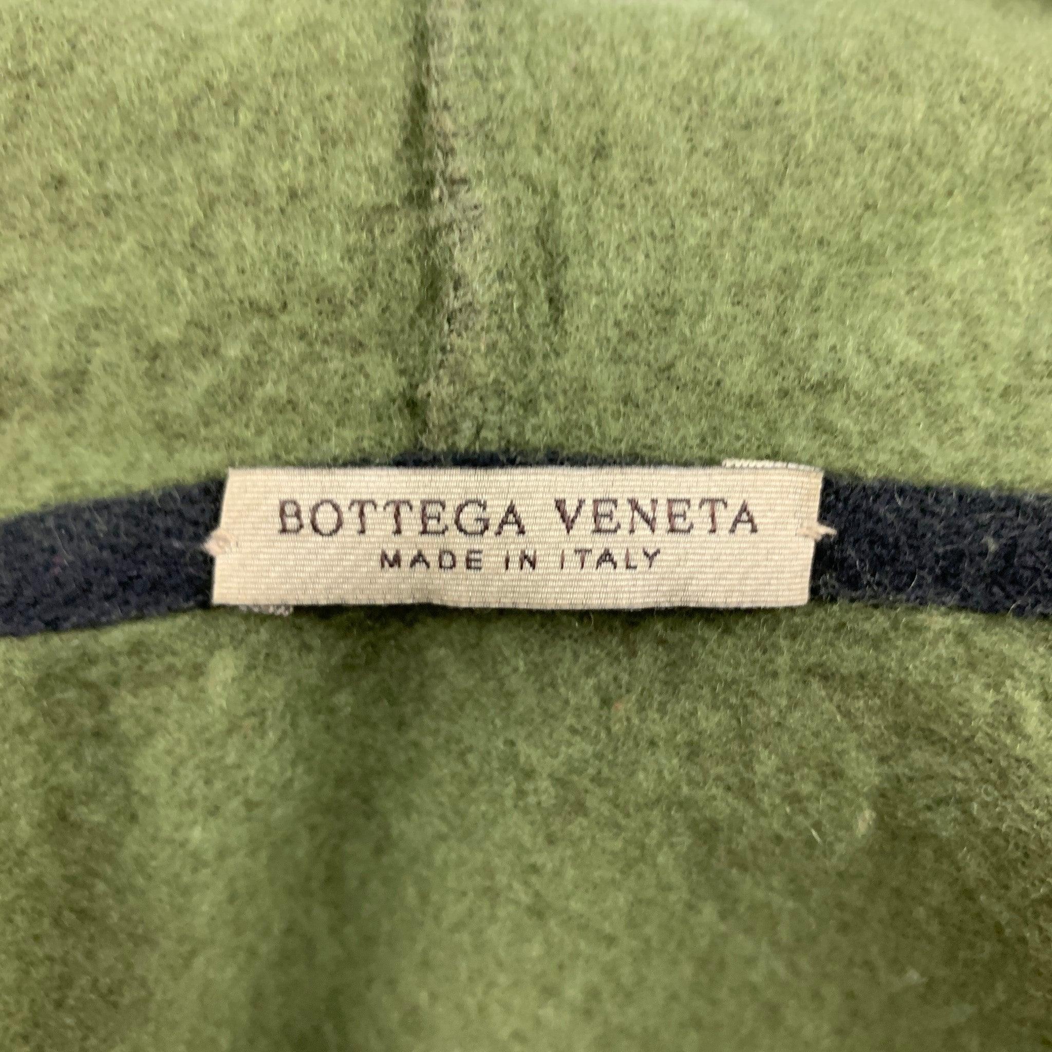 BOTTEGA VENETA Size M Olive Cotton Wool Hooded Sweater For Sale 1