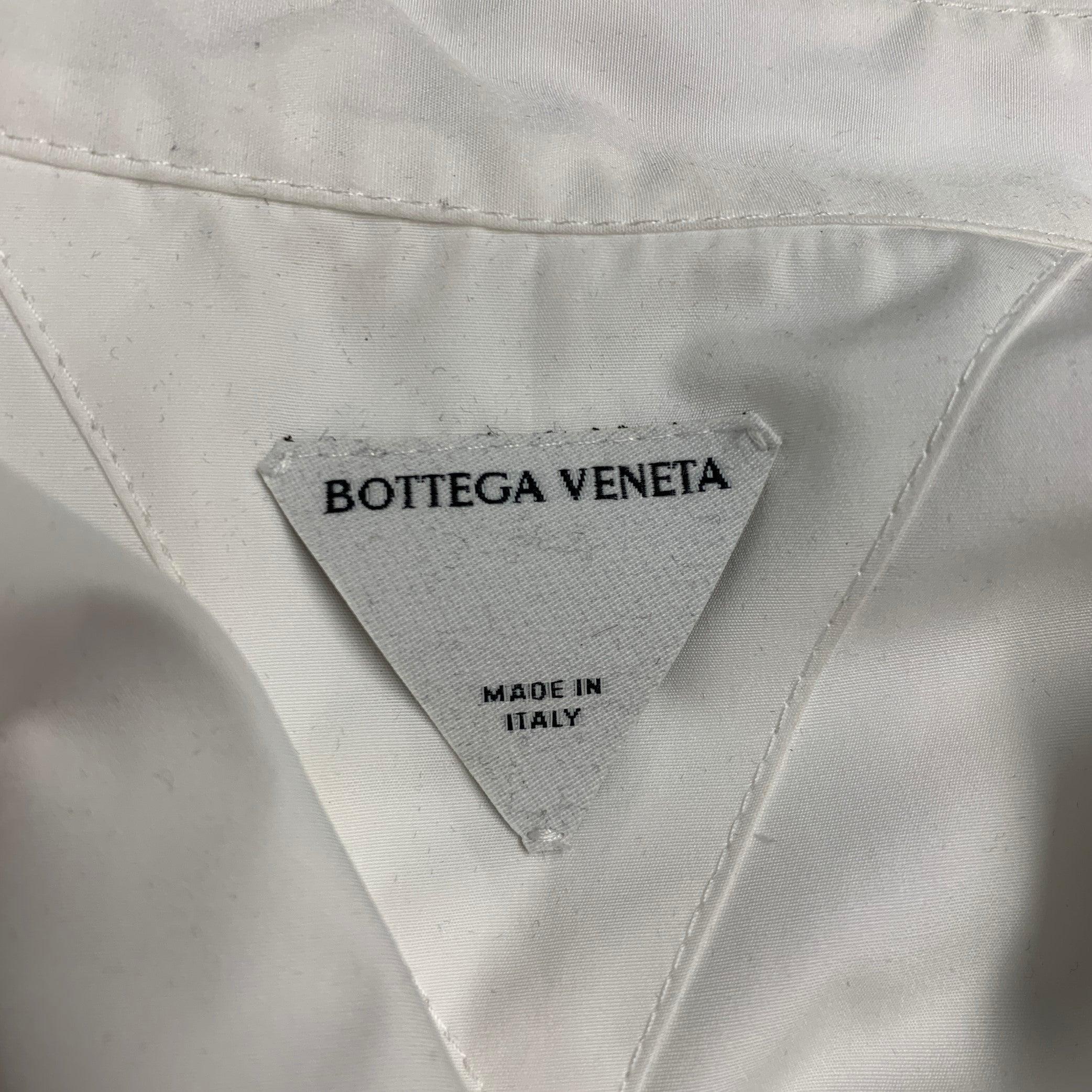 BOTTEGA VENETA Size M White Cotton Button Up Roll Tab Long Sleeve Shirt For Sale 1