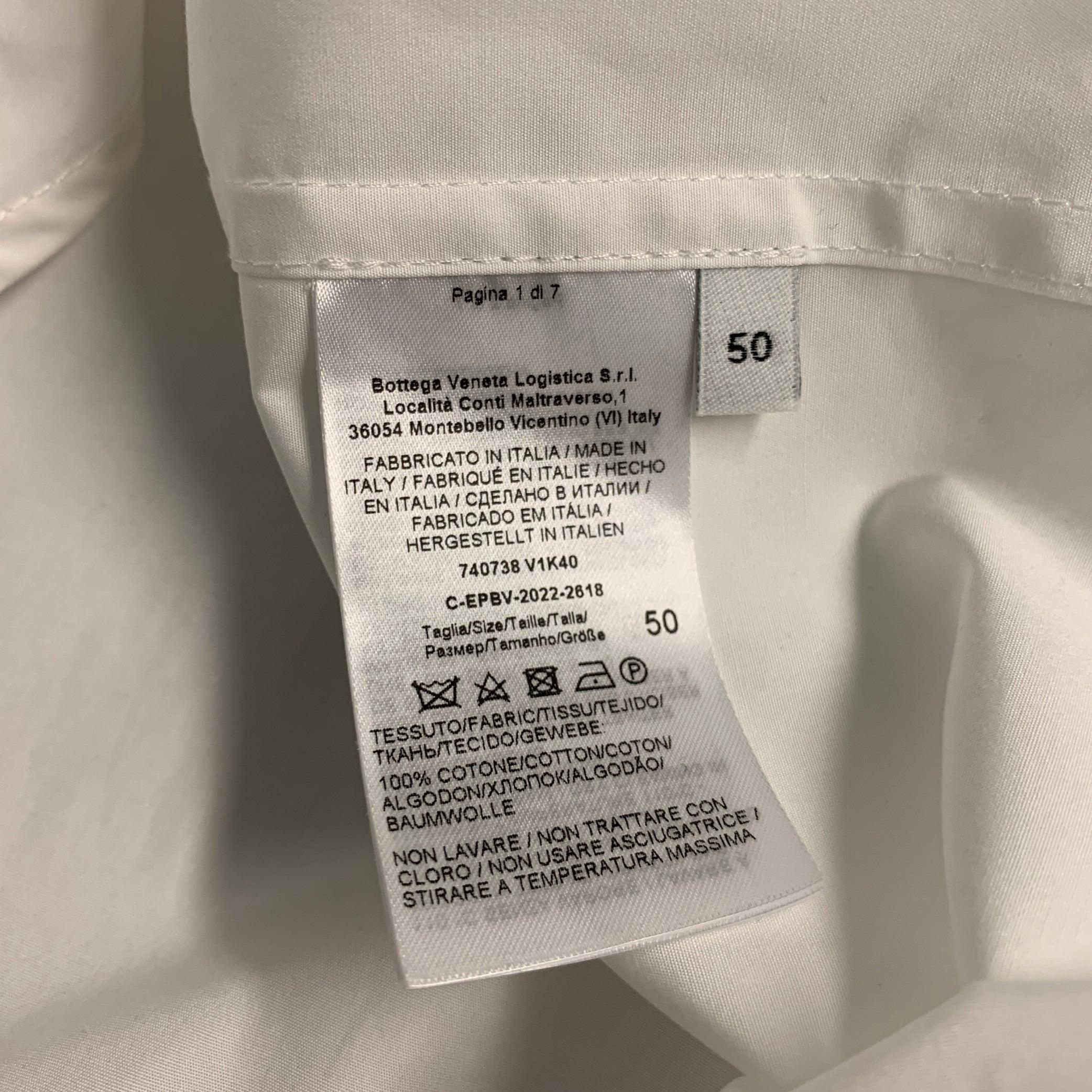 BOTTEGA VENETA Size M White Cotton Button Up Roll Tab Long Sleeve Shirt For Sale 2