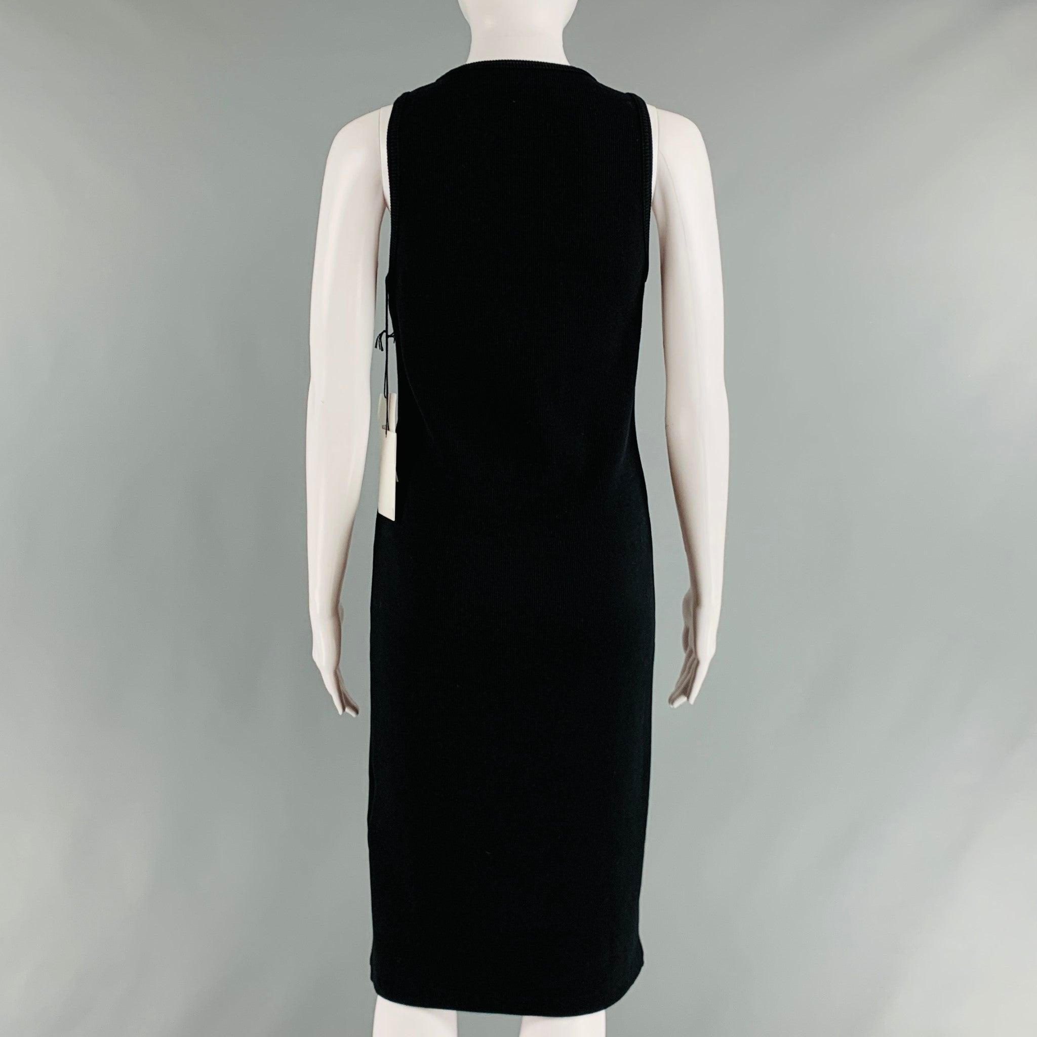 Women's BOTTEGA VENETA Size S Black Cotton Ribbed Tank Mid-Calf Dress For Sale