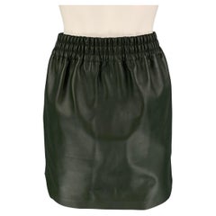 BOTTEGA VENETA Size S Green Leather Mini Skirt