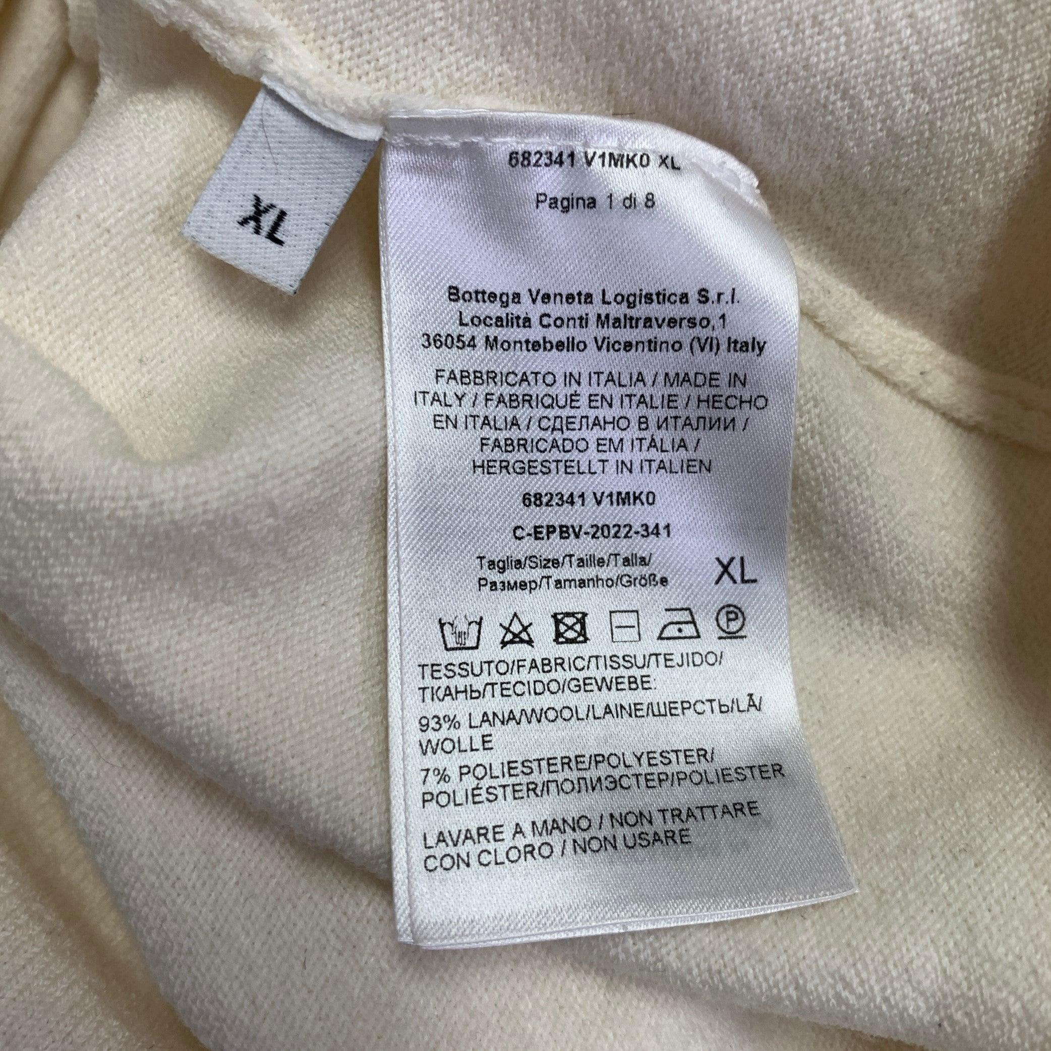 BOTTEGA VENETA Taille XL Polo à manches courtes en jersey de laine beige en vente 1