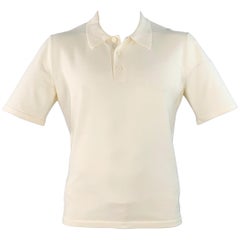 BOTTEGA VENETA Taille XL Polo à manches courtes en jersey de laine beige