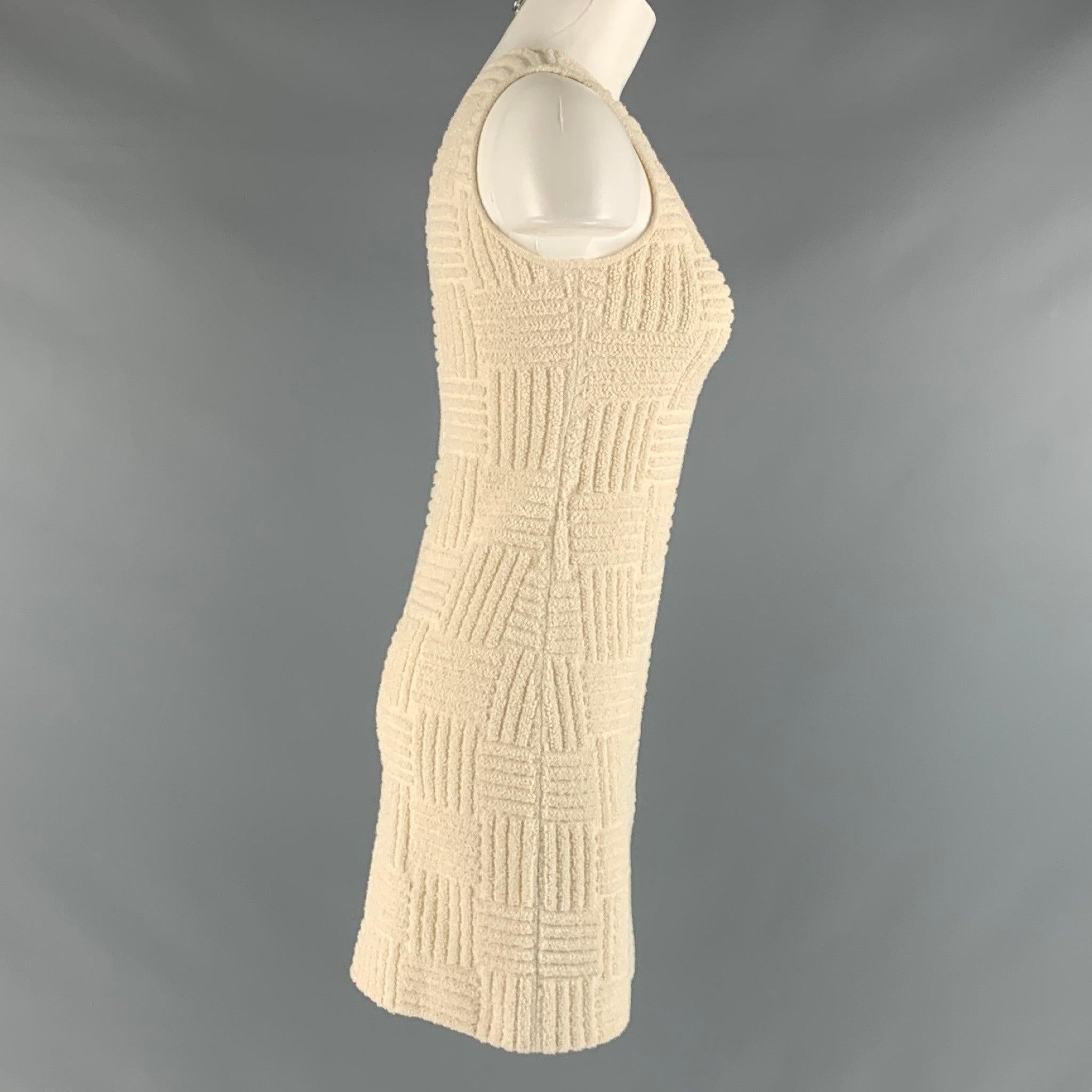 BOTTEGA VENETA Größe XS Cremefarbenes strukturiertes One-Shoulder-Kleid aus Baumwollmischung im Zustand „Hervorragend“ im Angebot in San Francisco, CA