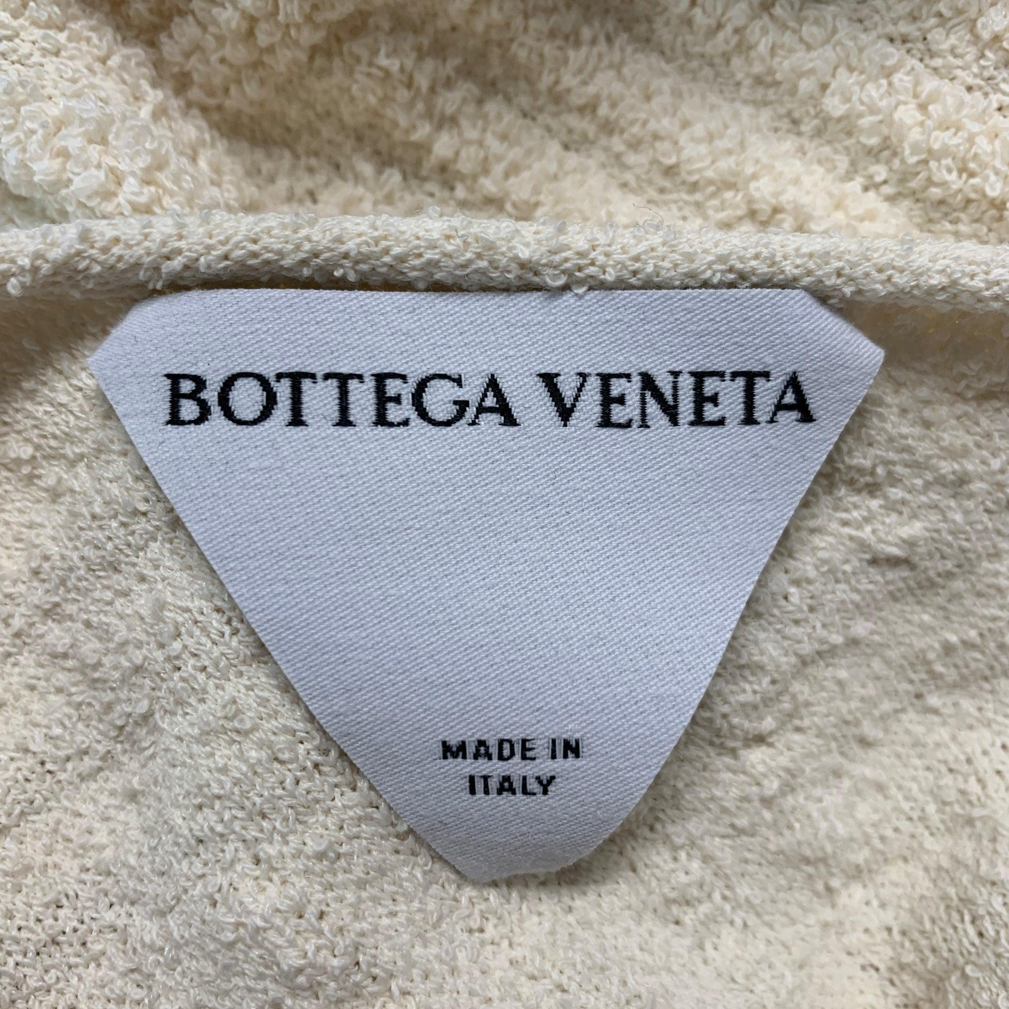BOTTEGA VENETA Size XS Cream Cotton Blend Textured One Shoulder Dress For Sale 1