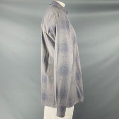 BOTTEGA VENETA Size XXL Grey Blue Ombre Cotton Button Up Long Sleeve Shirt
