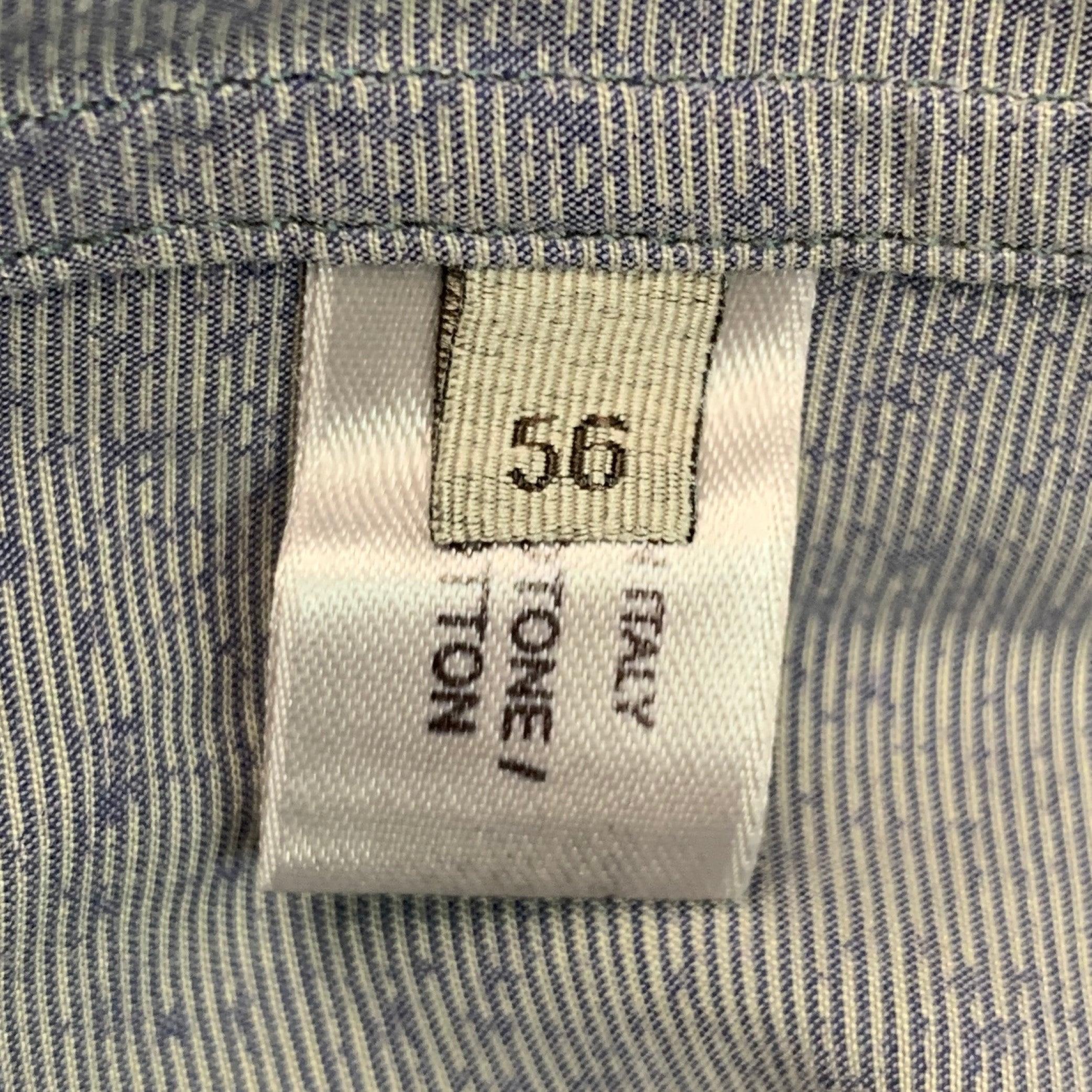 Men's BOTTEGA VENETA Size XXL Grey Blue Ombre Cotton Button Up Long Sleeve Shirt