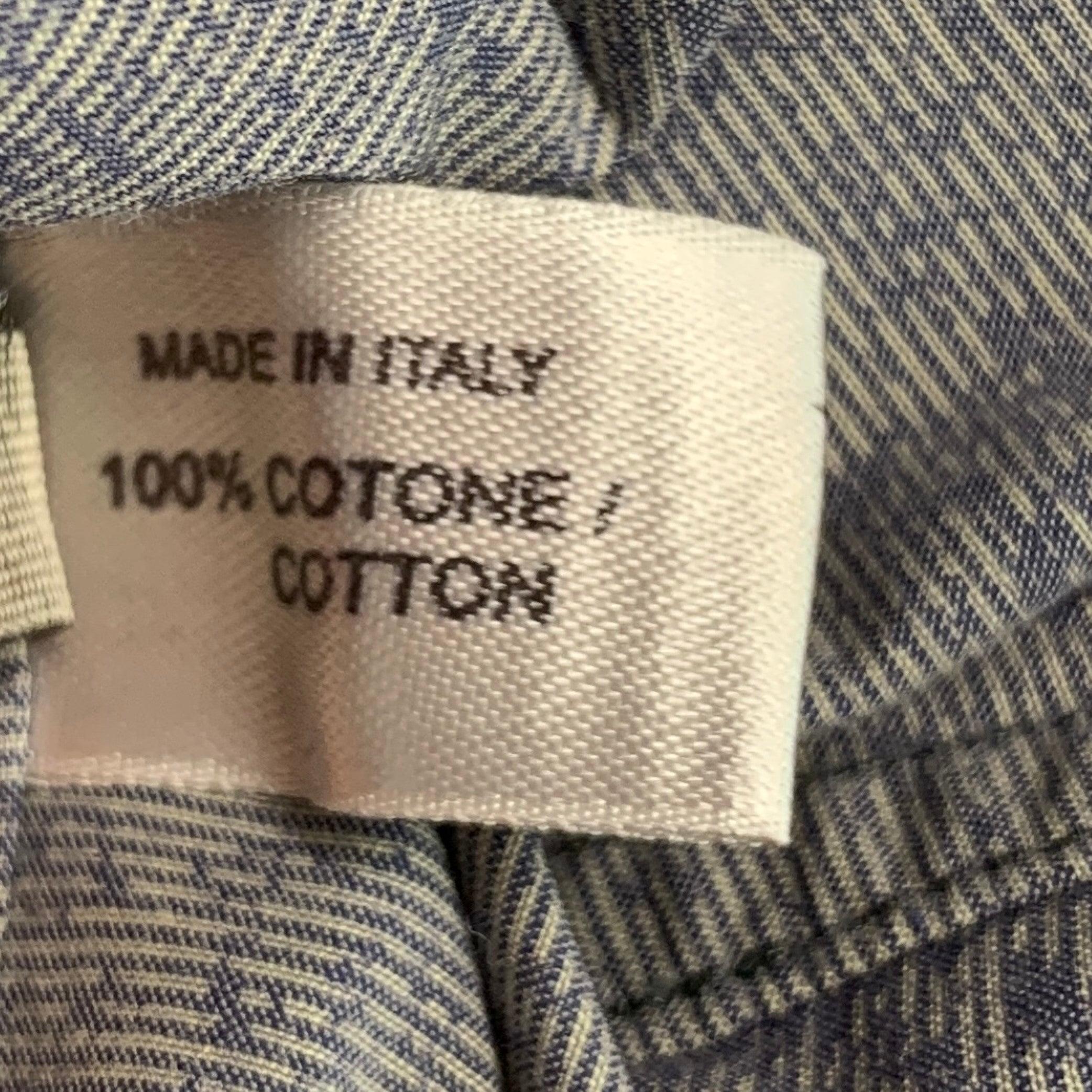 BOTTEGA VENETA Size XXL Grey Blue Ombre Cotton Button Up Long Sleeve Shirt 1