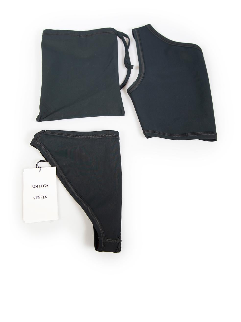 Bottega Veneta Slate Black One Shoulder Bikini Size XS For Sale 1