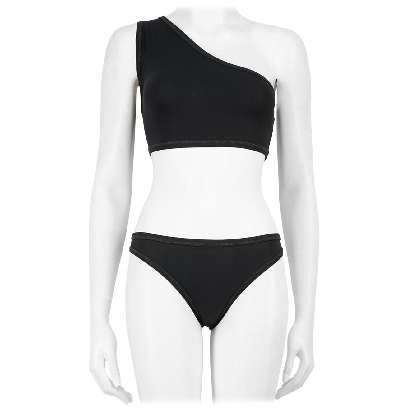 Bottega Veneta Slate Black One Shoulder Bikini Size XS