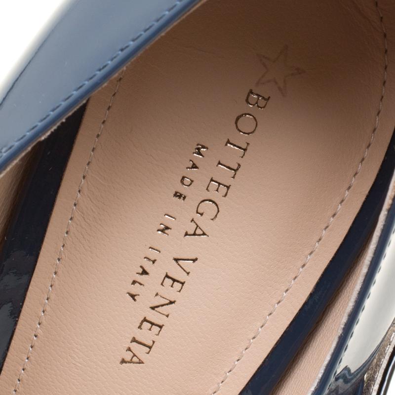 Bottega Veneta Slate Grey Patent Leather Bette Cap Toe Mary Jane Pumps Size 36.5 1