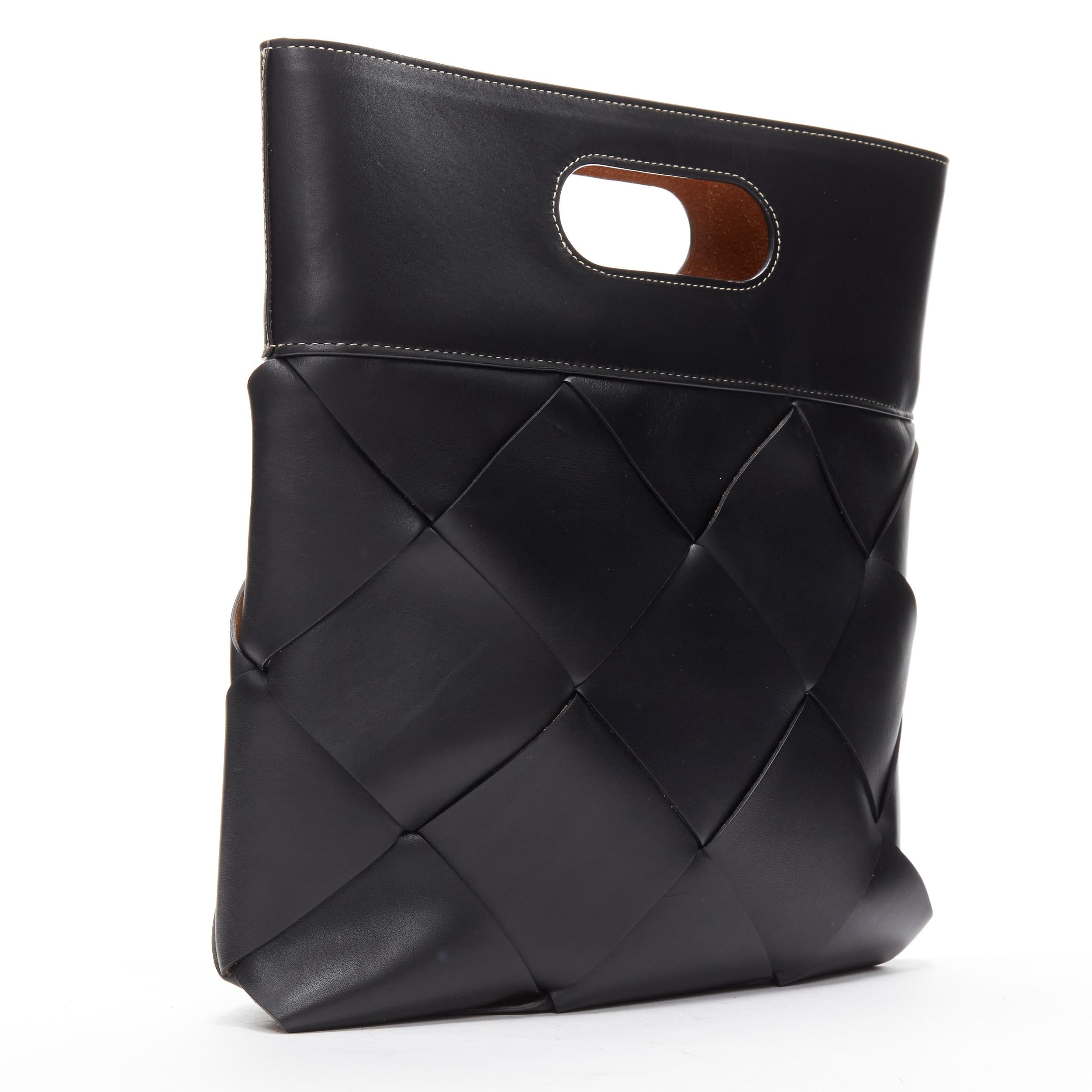 Black BOTTEGA VENETA Slip black intrecciato maxi weave topstitch tote bag For Sale