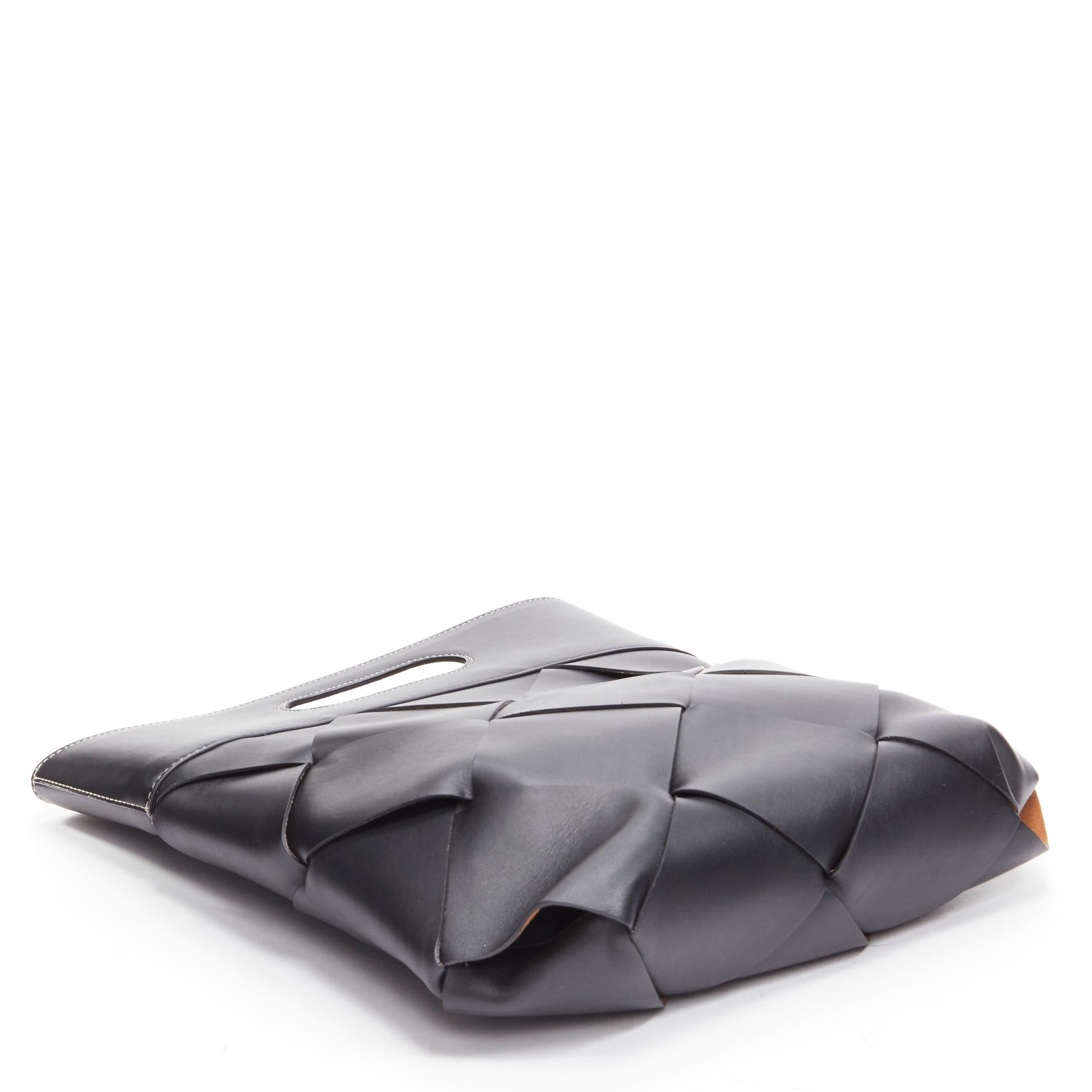 BOTTEGA VENETA Slip black intrecciato maxi weave topstitch tote bag For Sale 1