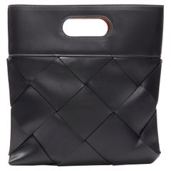 BOTTEGA VENETA Slip black intrecciato maxi weave topstitch tote bag
