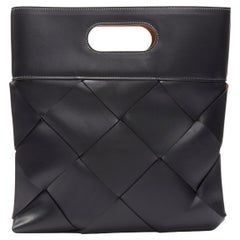 BOTTEGA VENETA Slip black intrecciato maxi weave topstitch tote bag