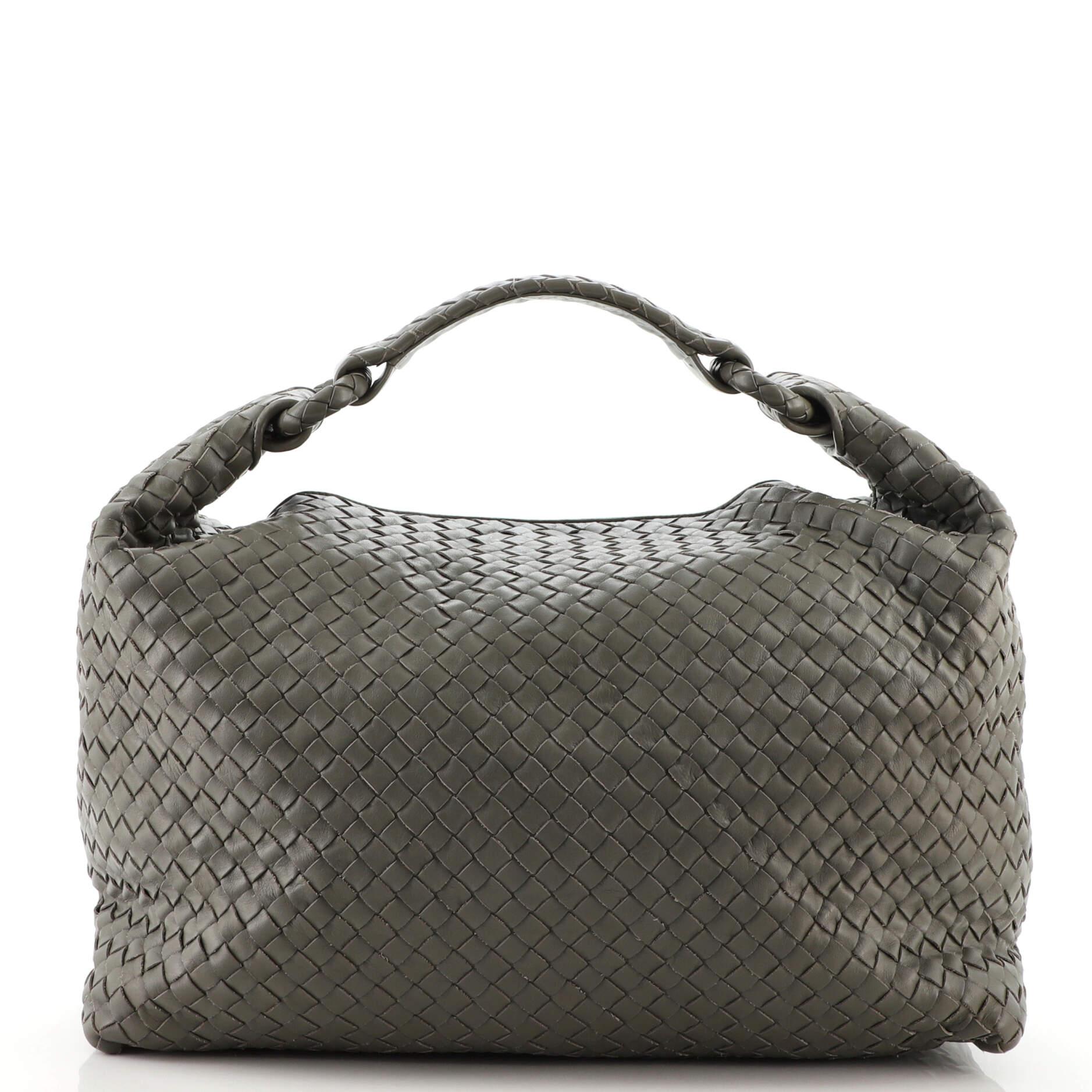 Gray Bottega Veneta Sloane Hobo Intrecciato Nappa Medium
