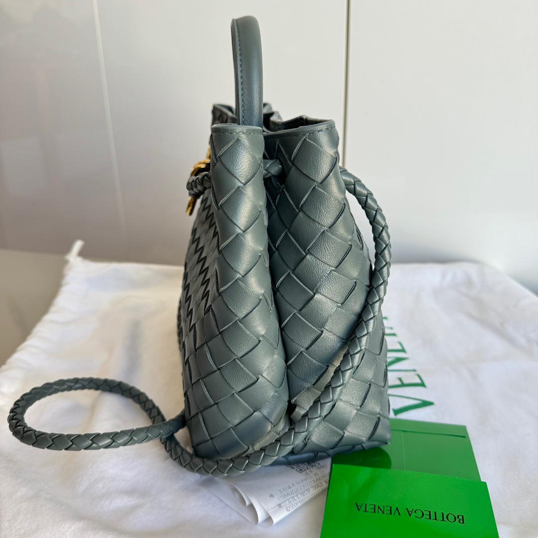 Gray Bottega Veneta Small Andiamo Slate Dark Grey Intrecciato Handbag