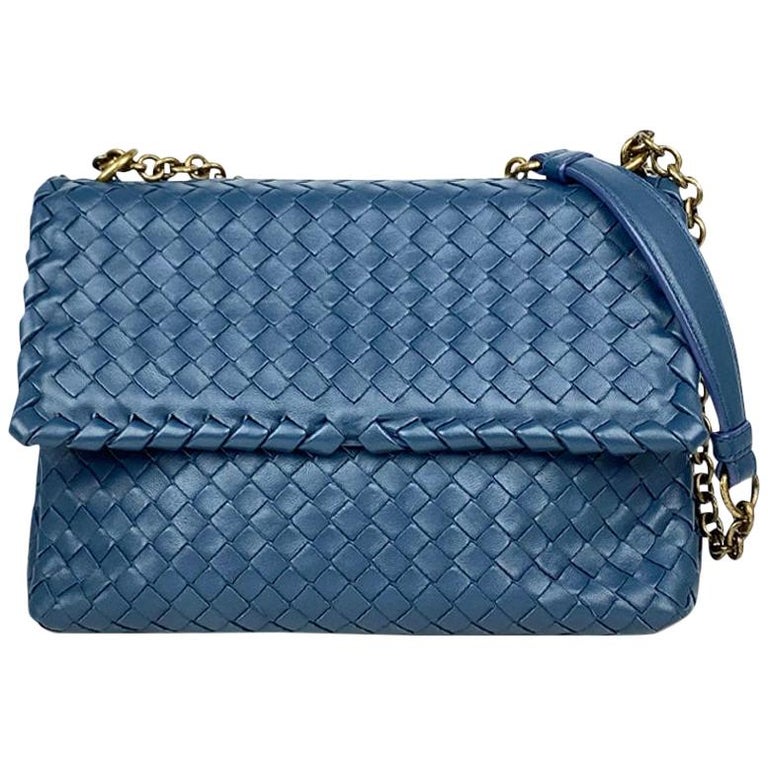 Bottega Veneta Small Blue Olimpia Crossbody Bag For Sale at 1stDibs