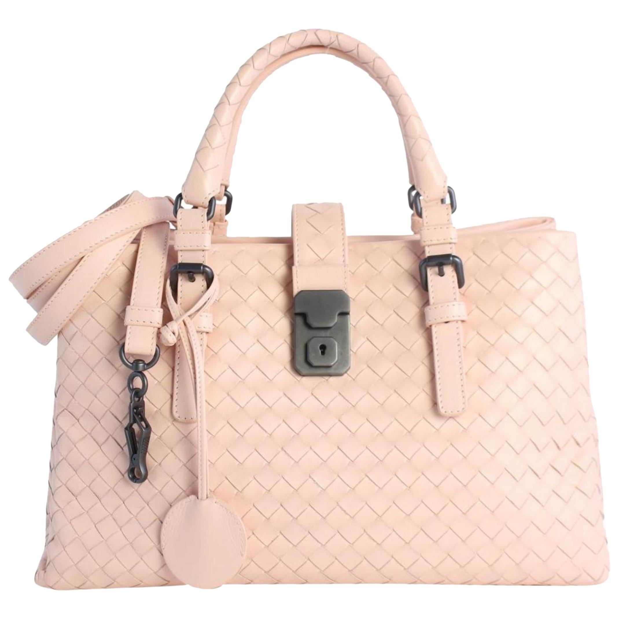 Bottega Veneta Small Roma 2way 4mz0828 Pink Leather Cross Body Bag For Sale
