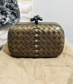 Bottega Veneta Snakeskin Top Knot Clutch Bag