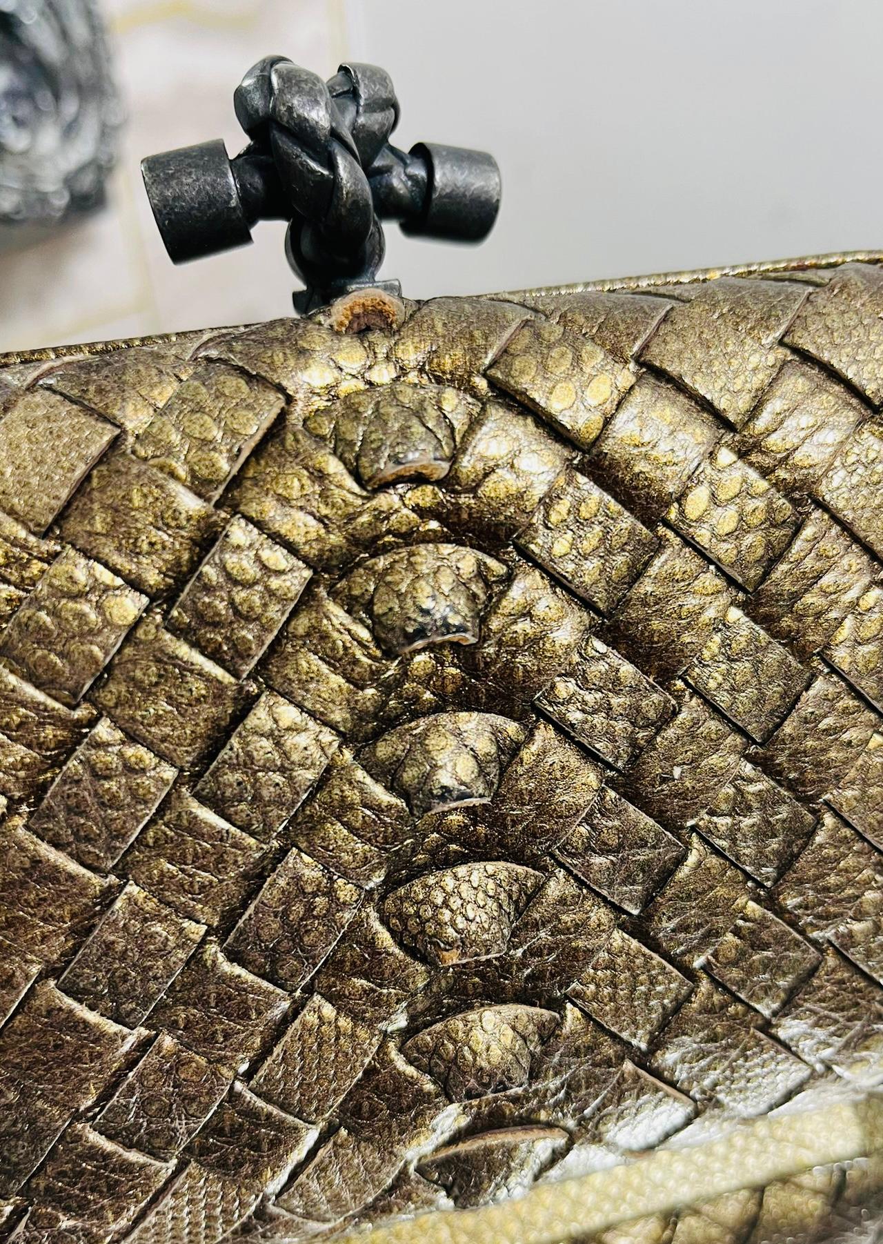 Bottega Veneta Snakeskin Top Knot Clutch Bag 4