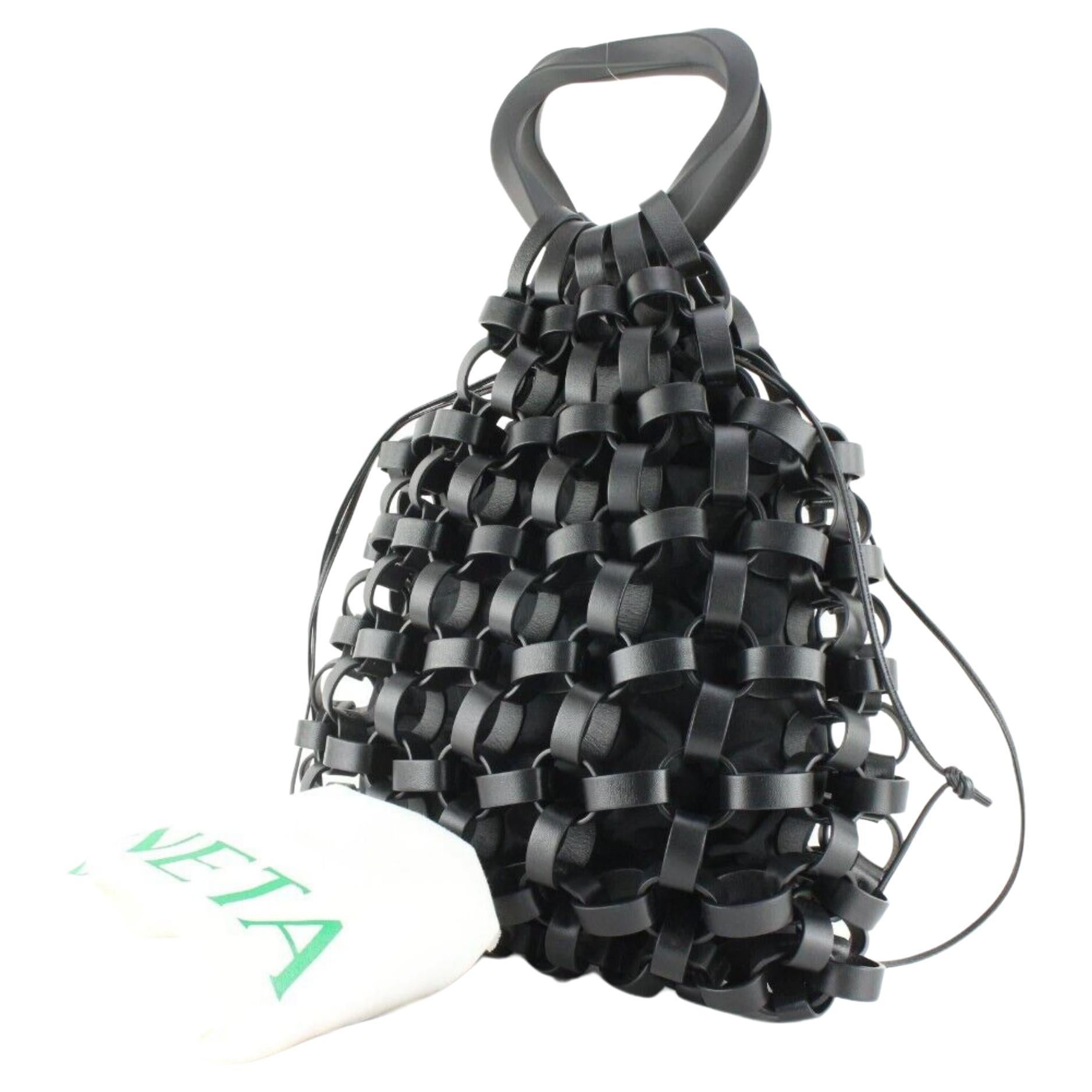 Bottega Veneta Sold Out Runway Woven Black Leather Grasp Bag 1BV0130 For Sale