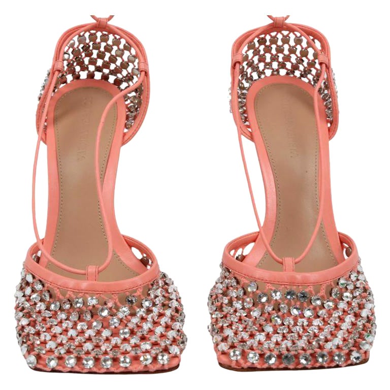 Bottega Veneta SPARKLE STRETCH Sandals - Peach with Crystals For Sale