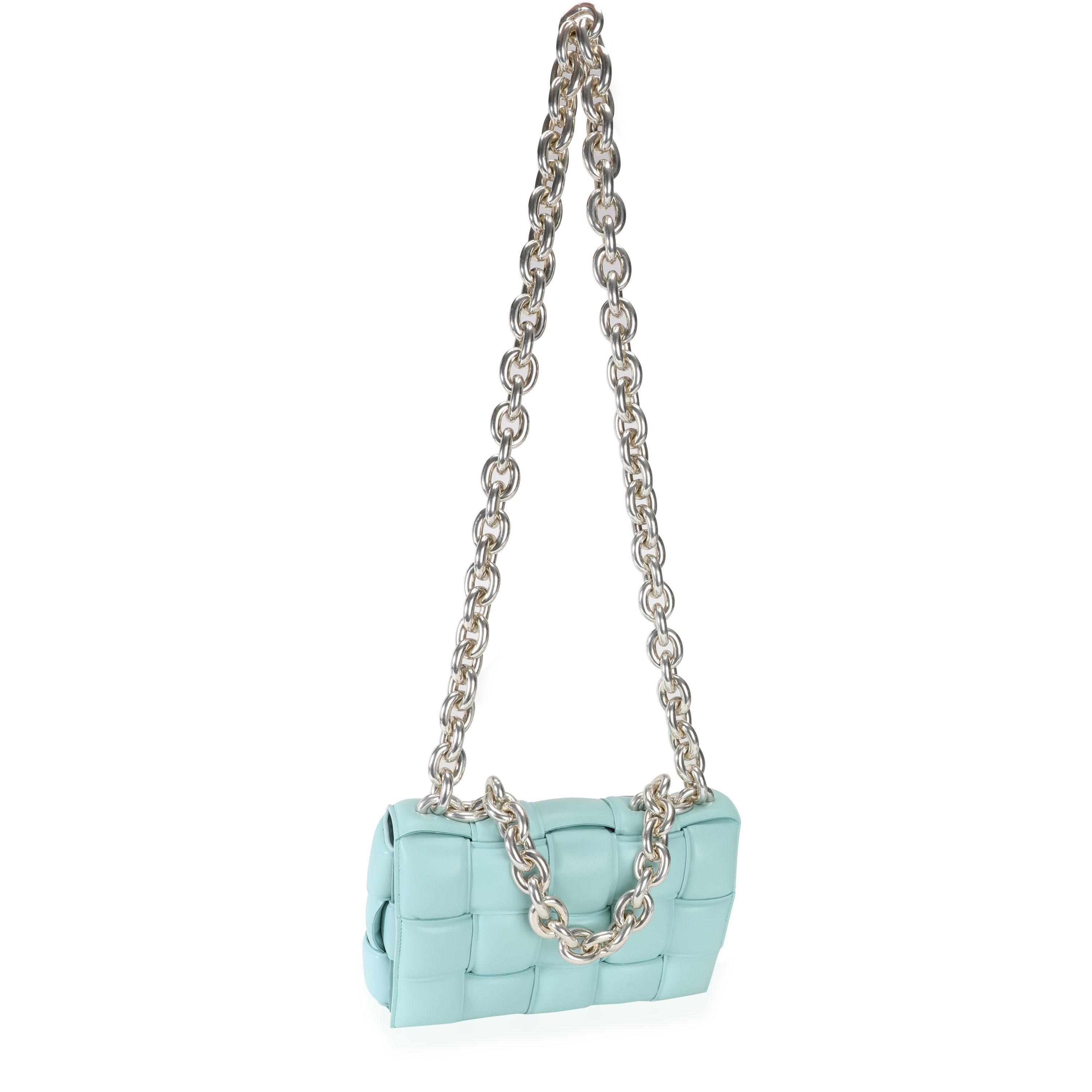 Listing Title: Bottega Veneta Spearmint Maxi Intrecciato Leather Chain Cassette Bag

SKU: 113920
MSRP: 4100.00
Condition: Pre-owned 
Condition Description: The Cassette Bag, one of Bottega Veneta's most popular in recent Collections, is seen here in