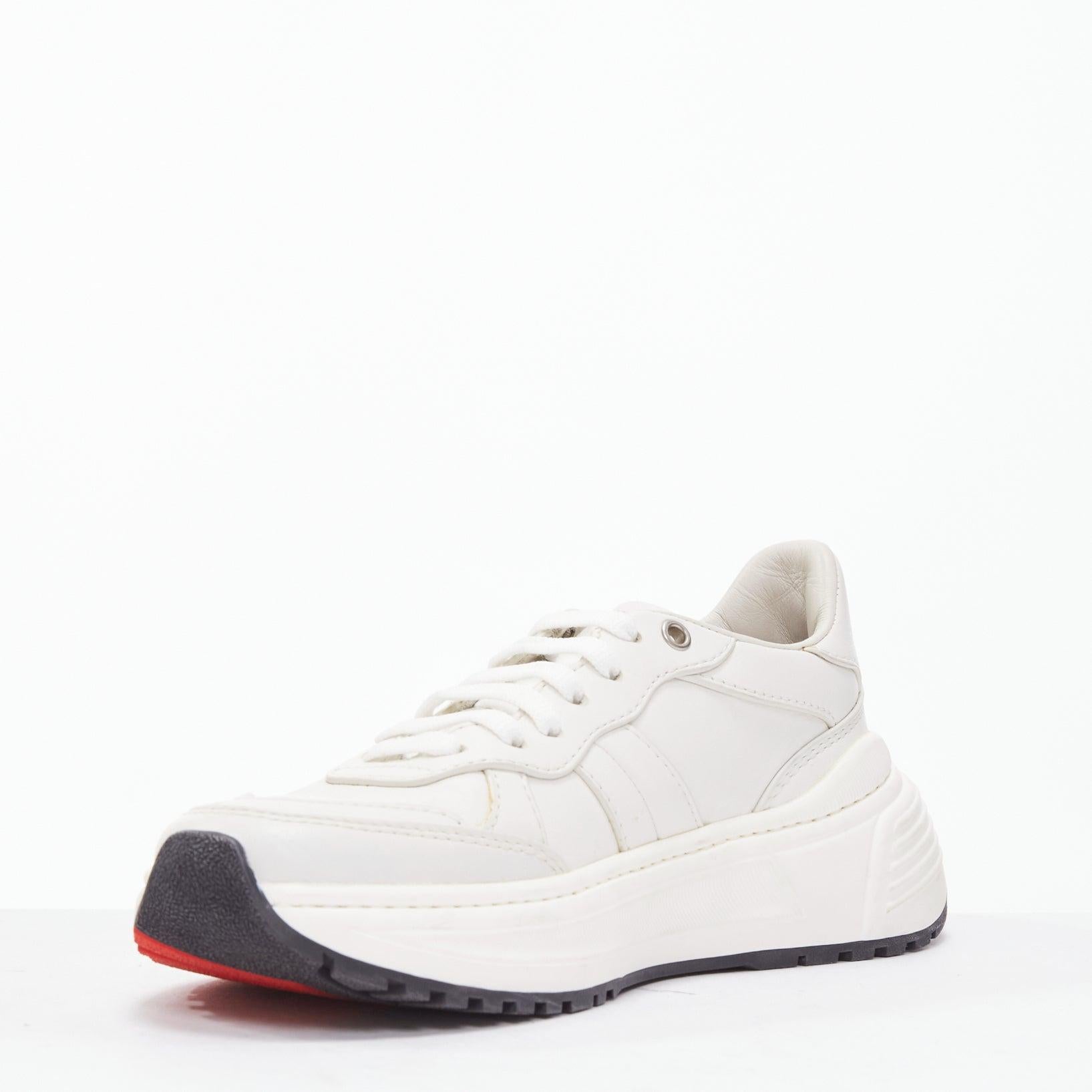 BOTTEGA VENETA Speedster Baskets dad en cuir blanc à semelle rouge EU37 Bon état - En vente à Hong Kong, NT