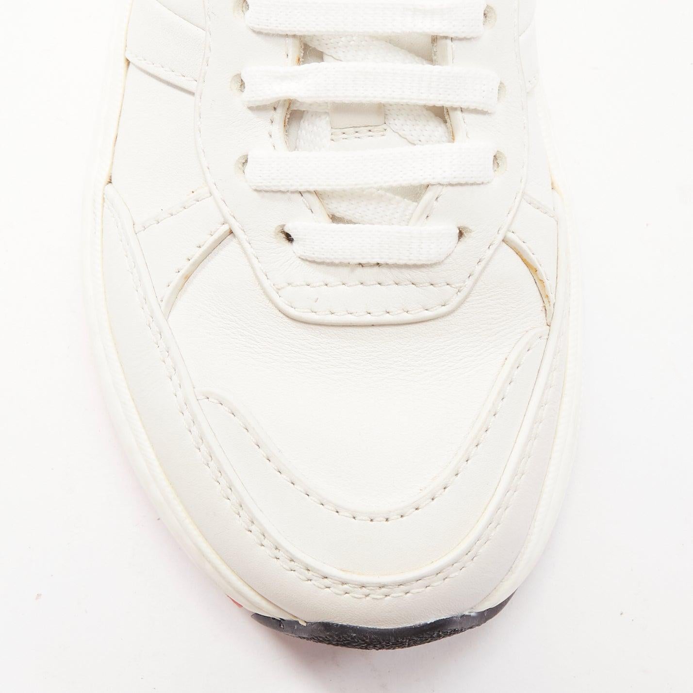 BOTTEGA VENETA Speedster Baskets dad en cuir blanc à semelle rouge EU37 en vente 1