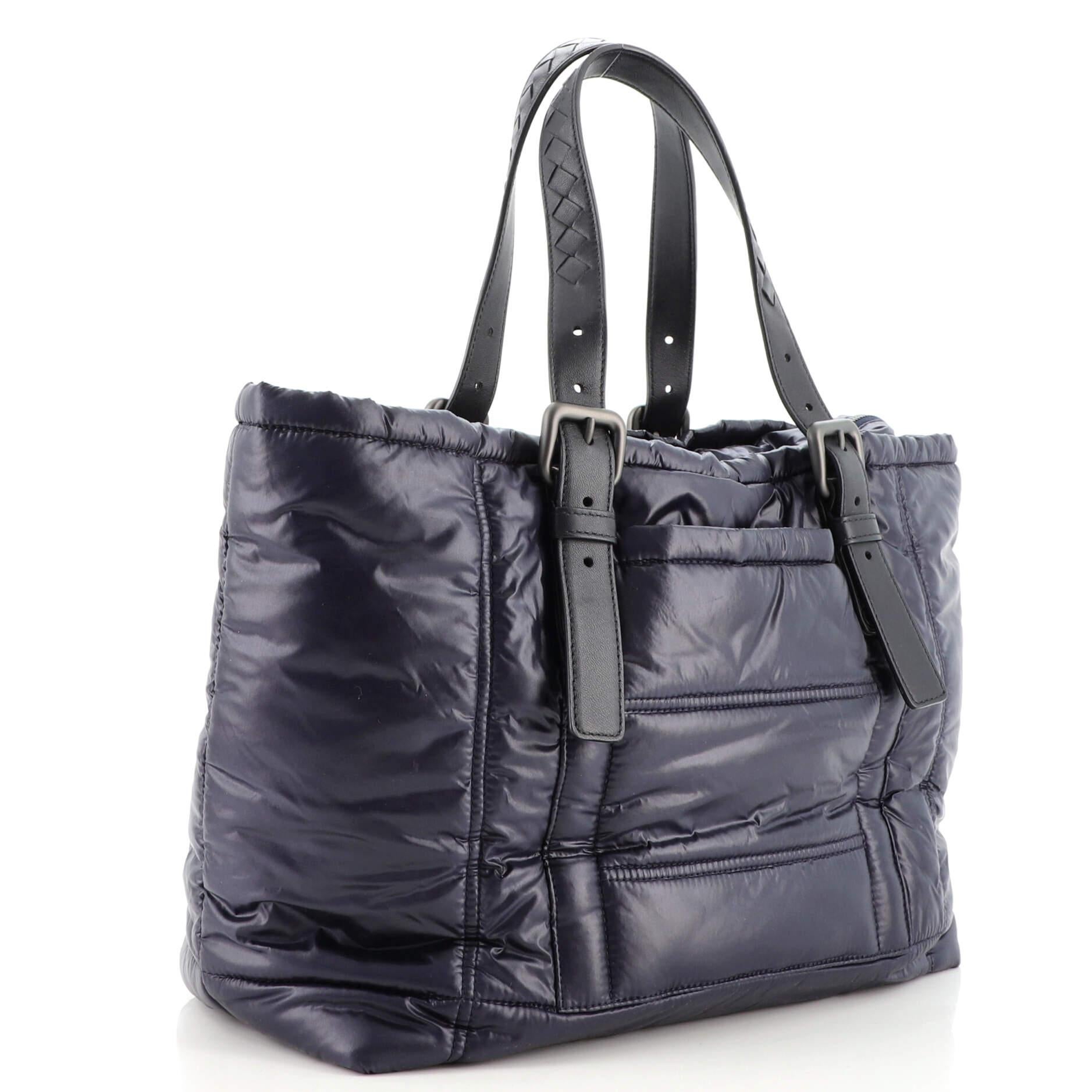 Black Bottega Veneta Spinnaker Zip Tote Nylon Large