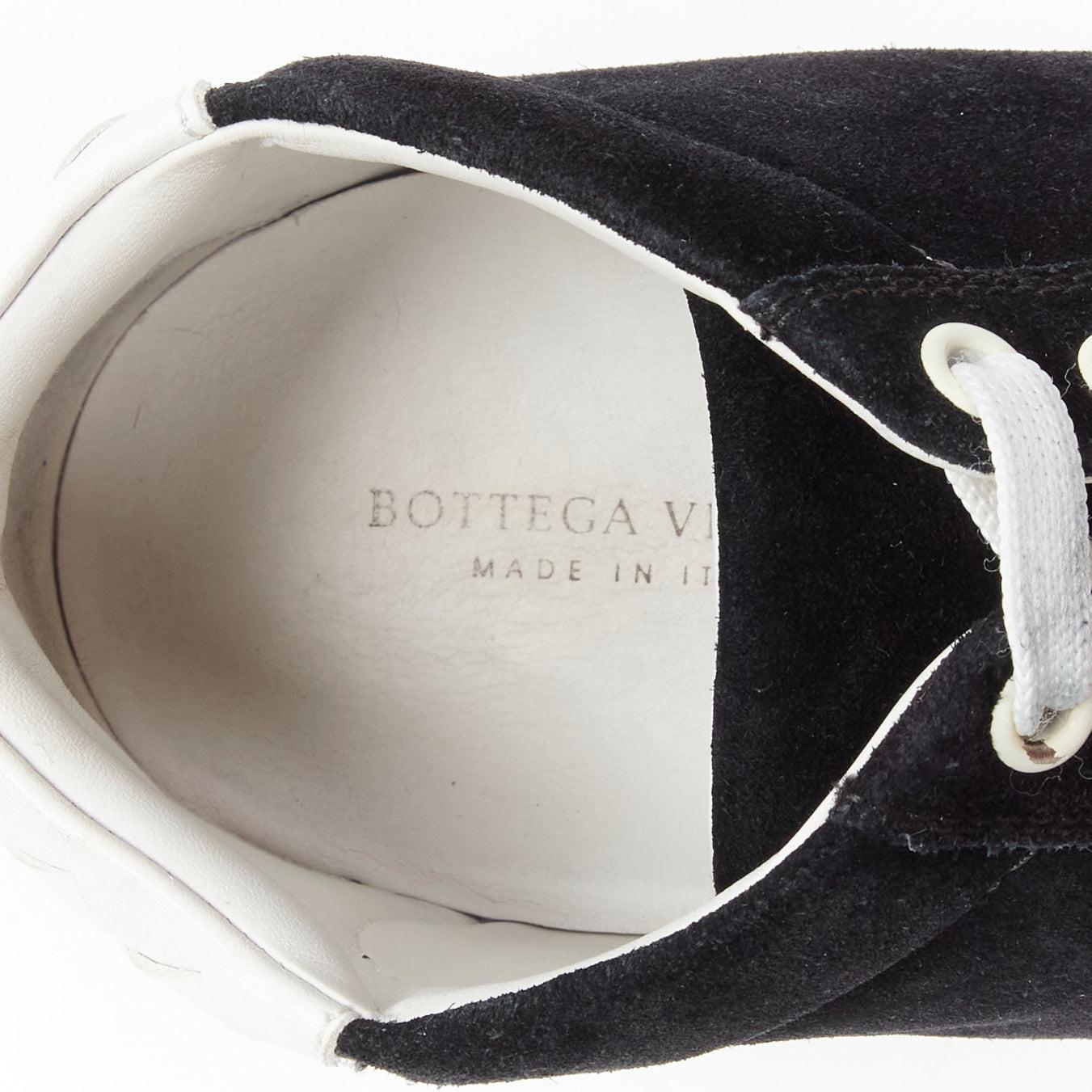 BOTTEGA VENETA Spritz black suede white overstitch mid sneakers EU40 For Sale 6