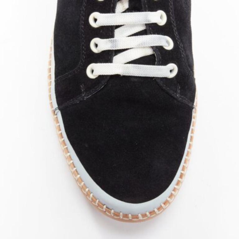 BOTTEGA VENETA Spritz black suede white overstitch mid sneakers EU40 For Sale 1
