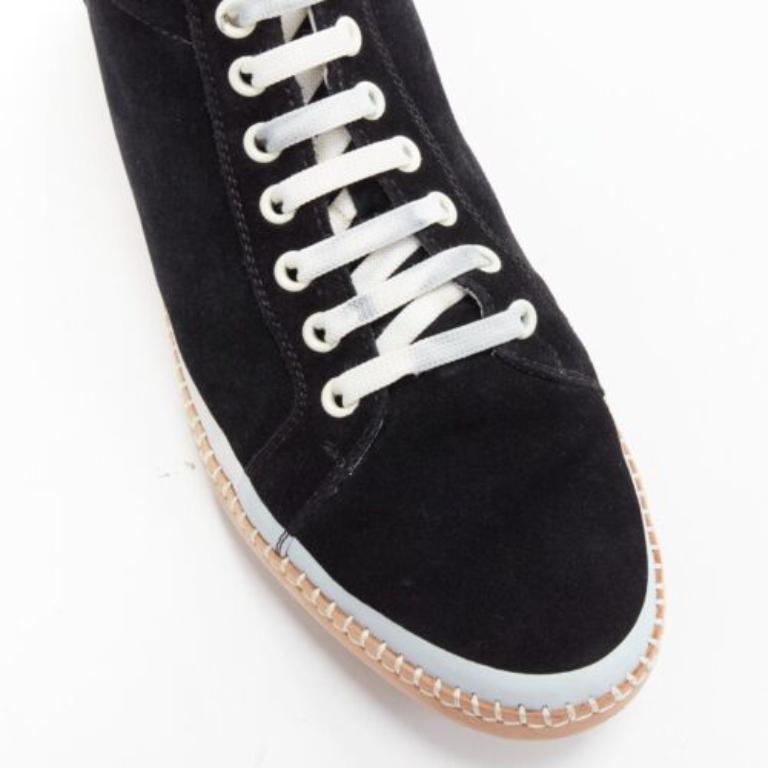 BOTTEGA VENETA Spritz black suede white overstitch mid sneakers EU40 For Sale 2