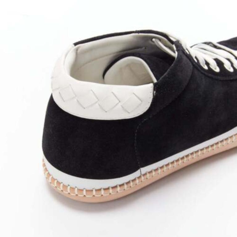 BOTTEGA VENETA Spritz black suede white overstitch mid sneakers EU40 For Sale 4