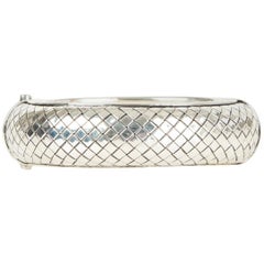 BOTTEGA VENETA sterling silver Intrecciato woven Bangle Bracelet