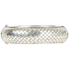 BOTTEGA VENETA sterling silver Intrecciato woven Bangle Bracelet 