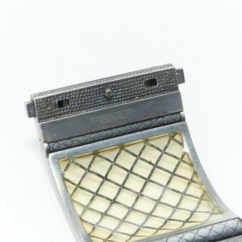 BOTTEGA VENETA - Bracelet manchette en plexi intrecciato jaune pâle en argent sterling en vente 5