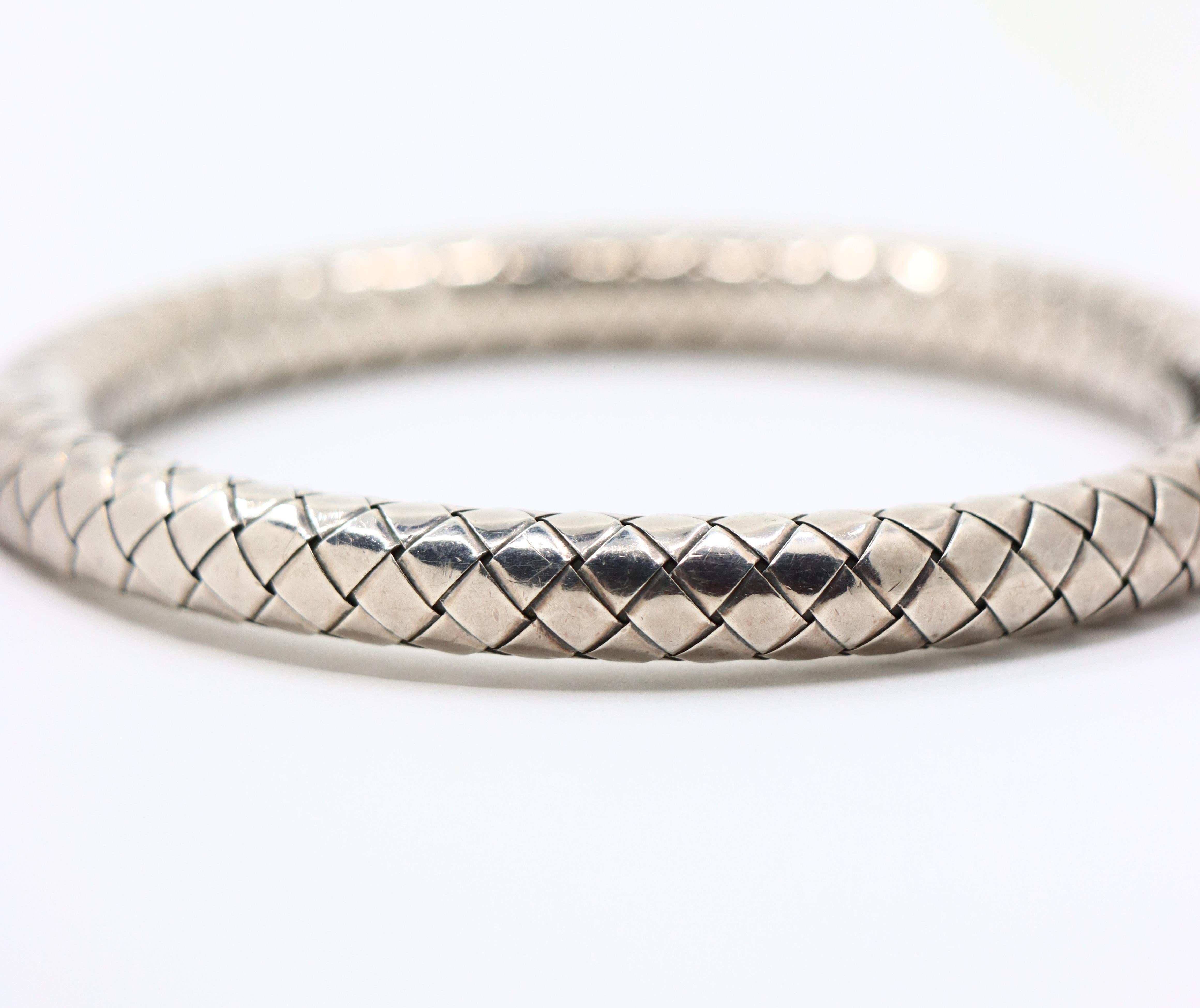 Pulsera brazalete en tejido de plata de ley Bottega Veneta en venta 6